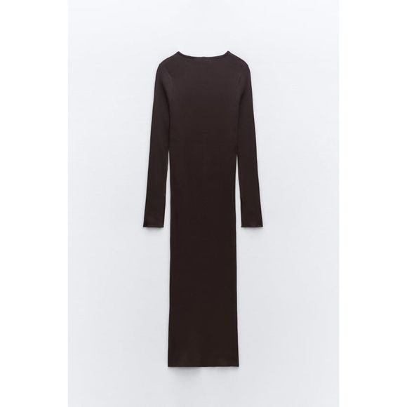 ZARA FITTED HOOK CLOSURE KNIT DRESS - Picture 8 of 10
